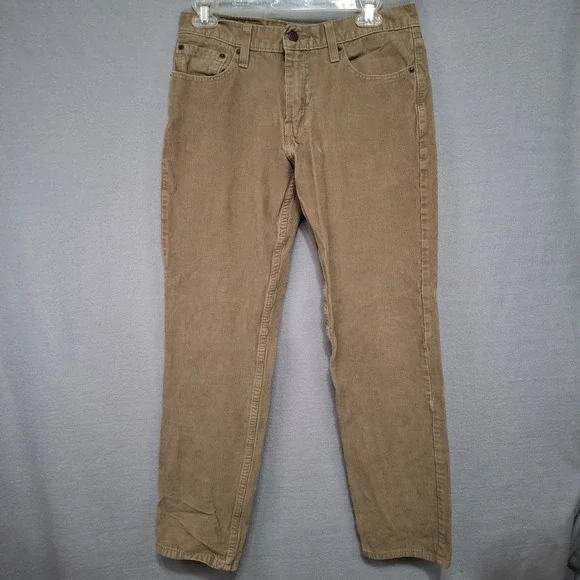 Levi's 511 Corduroy Pants Mens 30x32 Khaki Cotton Poly Straight Leg Stretch - Picture 1 of 12